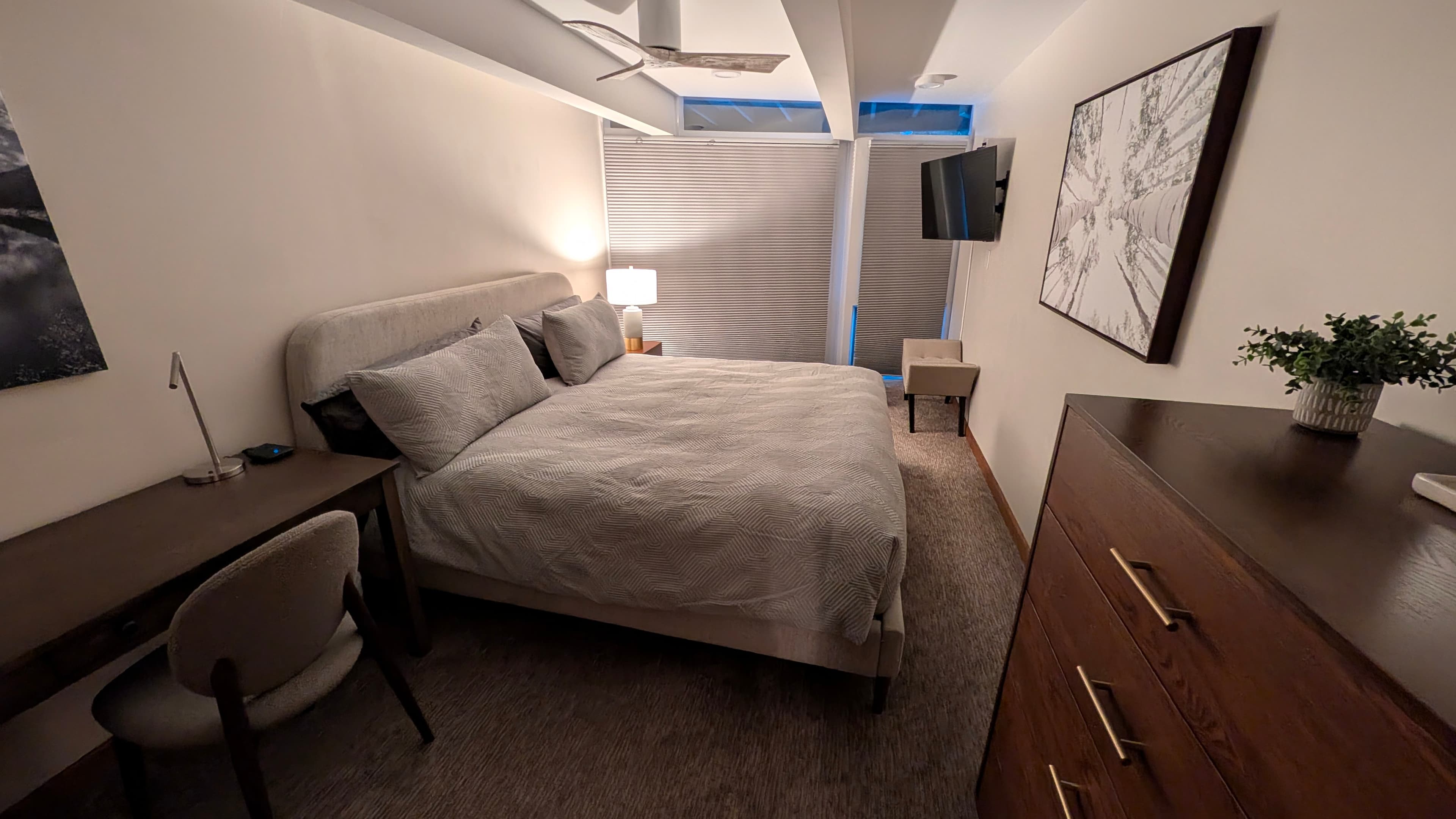 Primary bedroom at night